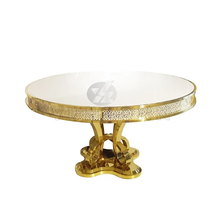 Modern Luxury MDF/Glass Top Dining Table with Stainless Steel for Weddings Banquets Parties Hotels