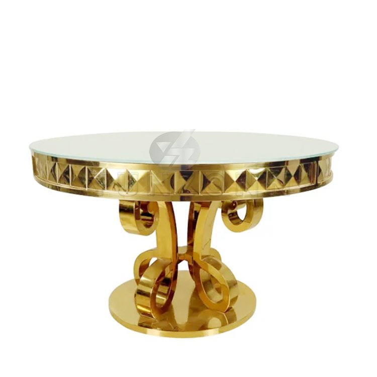 Modern Luxury MDF/Glass Top Dining Table with Stainless Steel for Weddings Banquets Parties Hotels