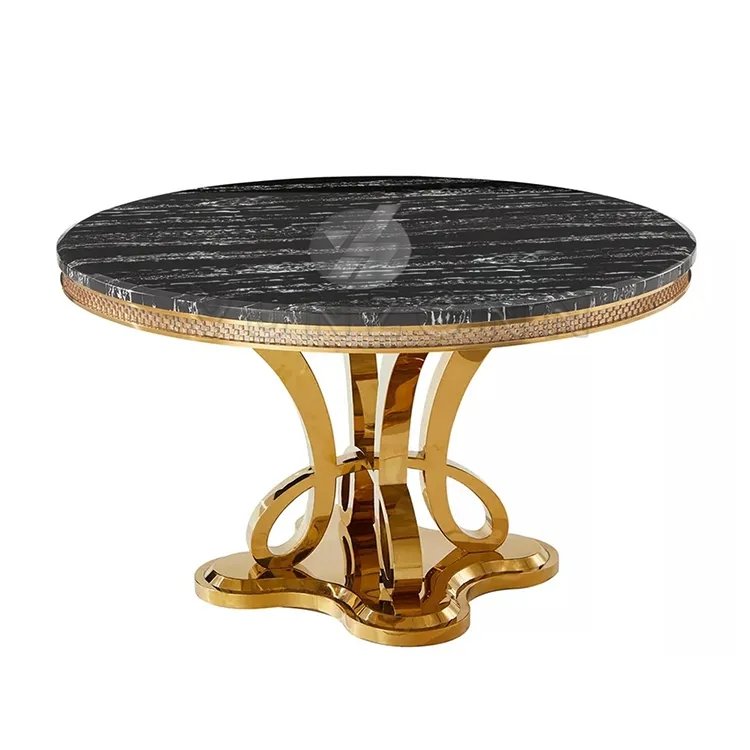 Modern Luxury MDF/Glass Top Dining Table with Stainless Steel for Weddings Banquets Parties Hotels