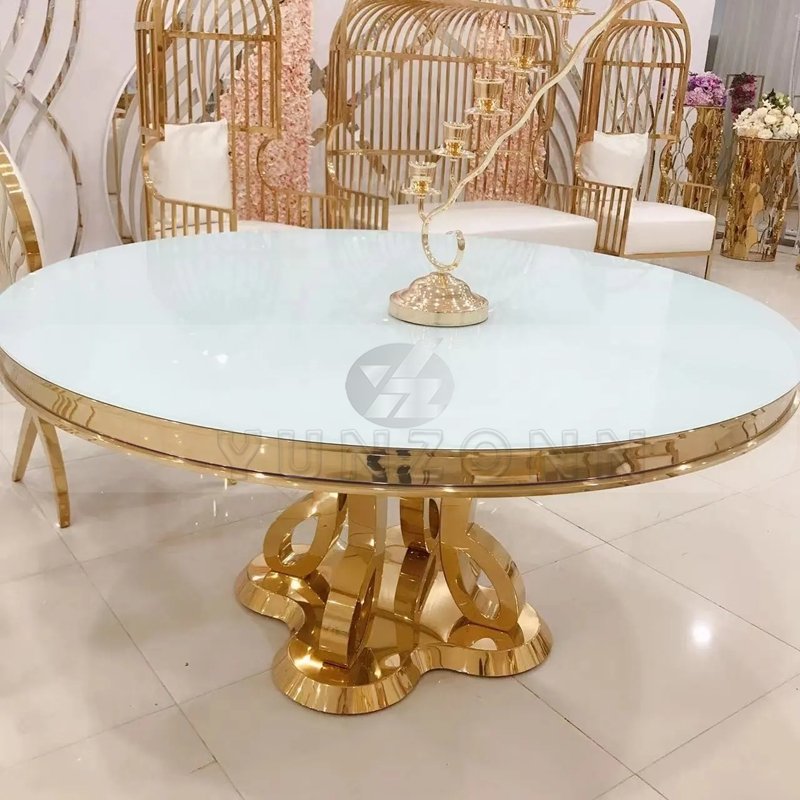 Modern Luxury MDF/Glass Top Dining Table with Stainless Steel for Weddings Banquets Parties Hotels