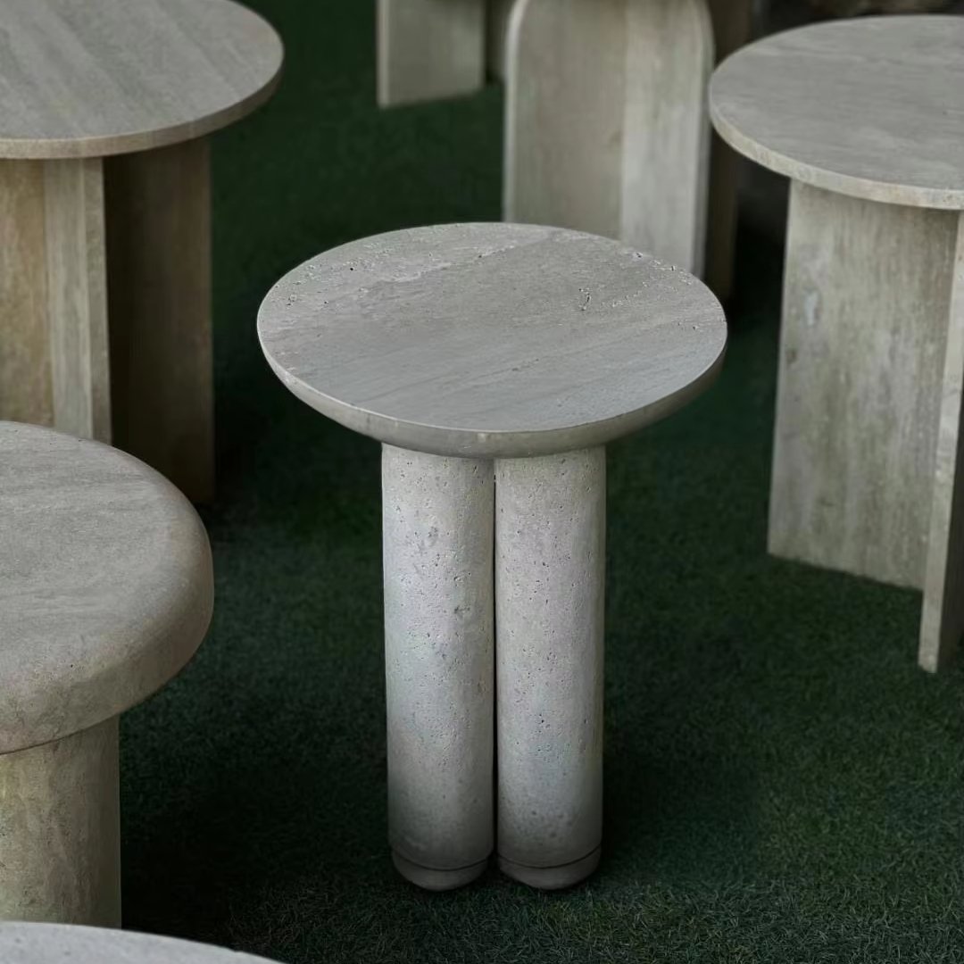 Travertine Custom Coffee Table Wholesale Round whole Stone Side Table Living Room Marble Tea Table