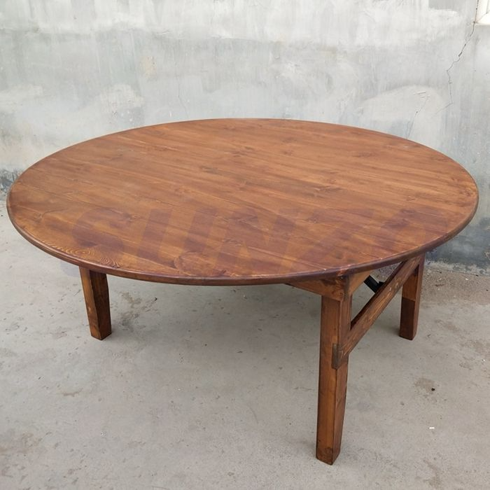 This outdoor wood rustic table banquet furniture is perfect for wedding and farm table events providing a natural