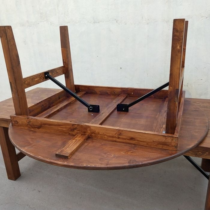 This outdoor wood rustic table banquet furniture is perfect for wedding and farm table events providing a natural