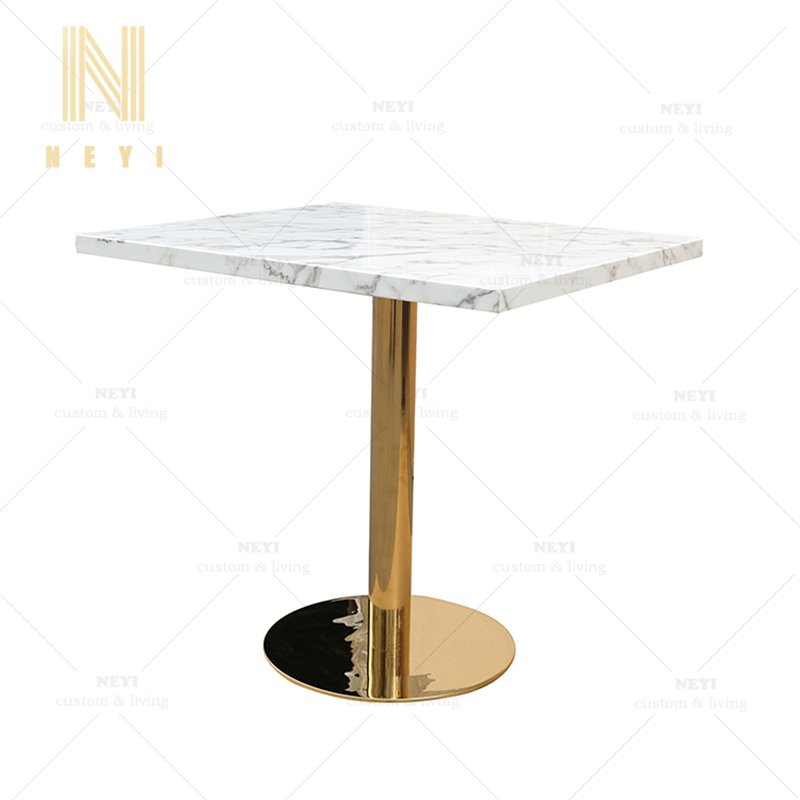 DT180 New Product Luxury Pub Mesa Marmol Restaurant tables Metal Base Square Marble Top Dining table