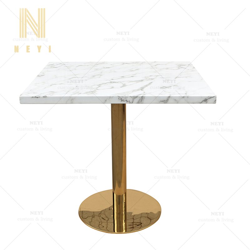 DT180 New Product Luxury Pub Mesa Marmol Restaurant tables Metal Base Square Marble Top Dining table