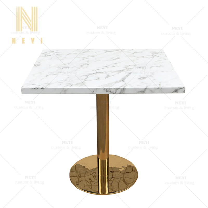 DT180 New Product Luxury Pub Mesa Marmol Restaurant tables Metal Base Square Marble Top Dining table