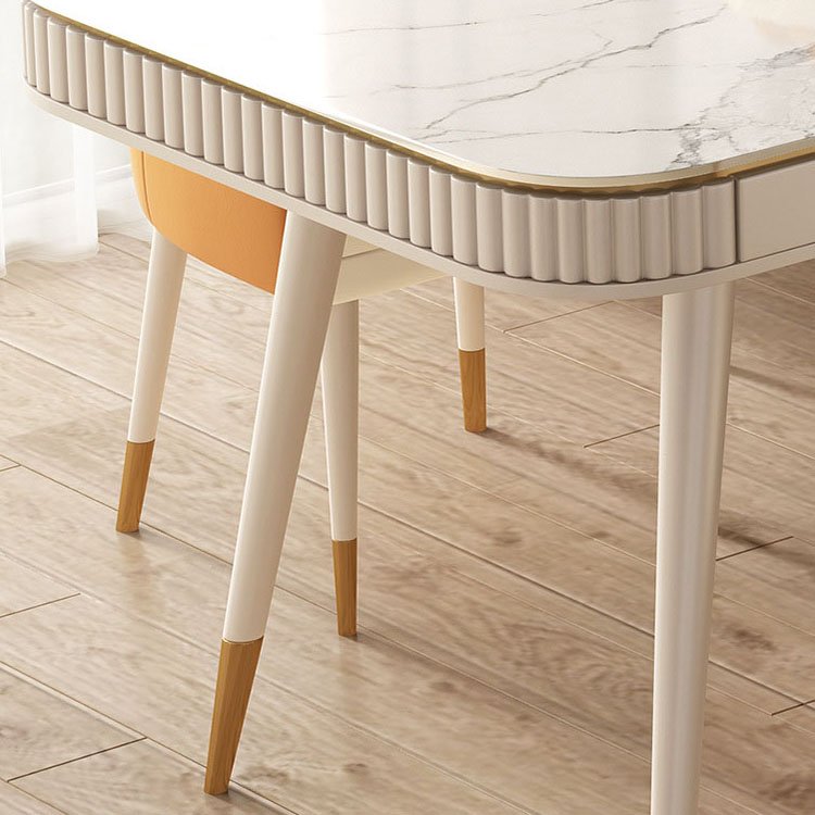 cheap white marble sintered stone top dining table set 4 chairs