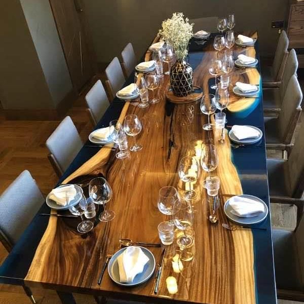 walnut solid dining tables top blue transparent table a manger river epoxy resin table