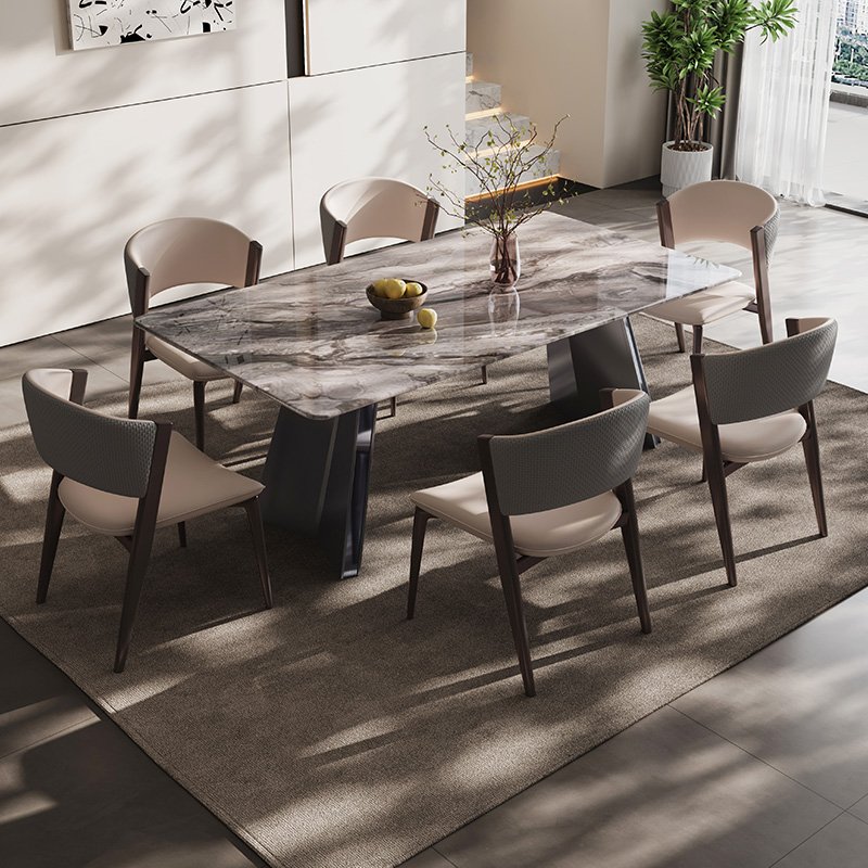 Modern Black Stainless Steel Dining Table Set Super Quartz Stone Marble Top Home Apartment/Kitchen/Hotel Furniture