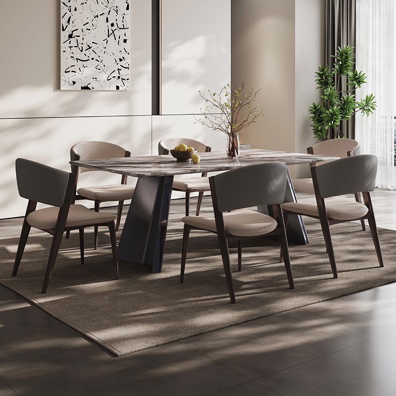 Modern Black Stainless Steel Dining Table Set Super Quartz Stone Marble Top Home Apartment/Kitchen/Hotel Furniture