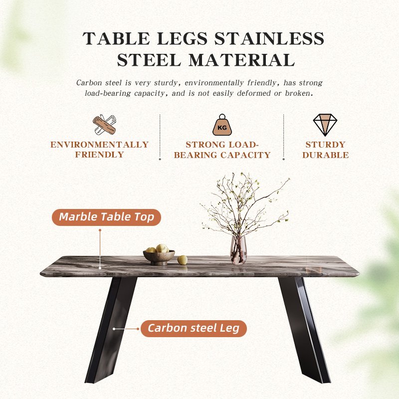 Modern Black Stainless Steel Dining Table Set Super Quartz Stone Marble Top Home Apartment/Kitchen/Hotel Furniture