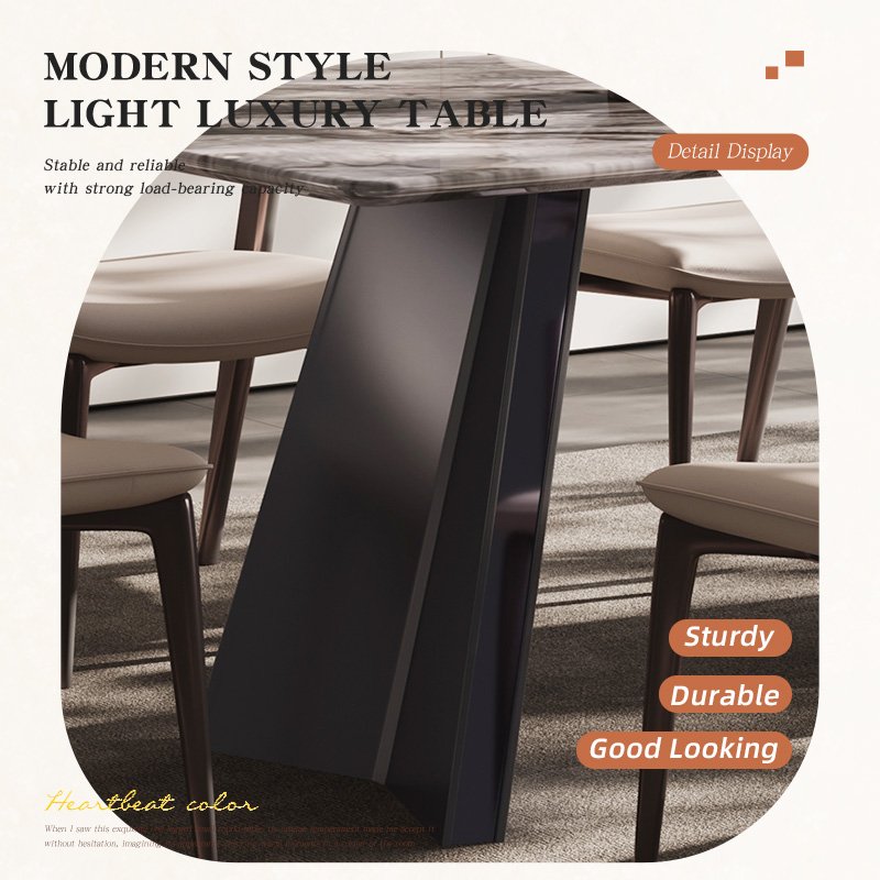 Modern Black Stainless Steel Dining Table Set Super Quartz Stone Marble Top Home Apartment/Kitchen/Hotel Furniture