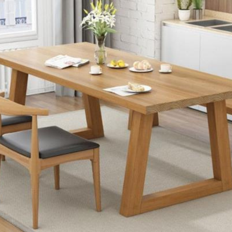 Scandinavian modern hotel restaurant simple dining table solid wood family dining table living room table and chair combination