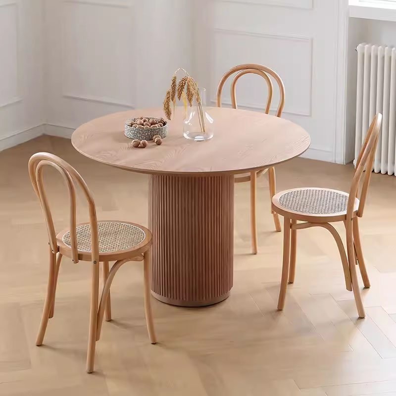 creative personality round coffee table Nordic luxury hotel restaurant high quality natural solid wood dining table