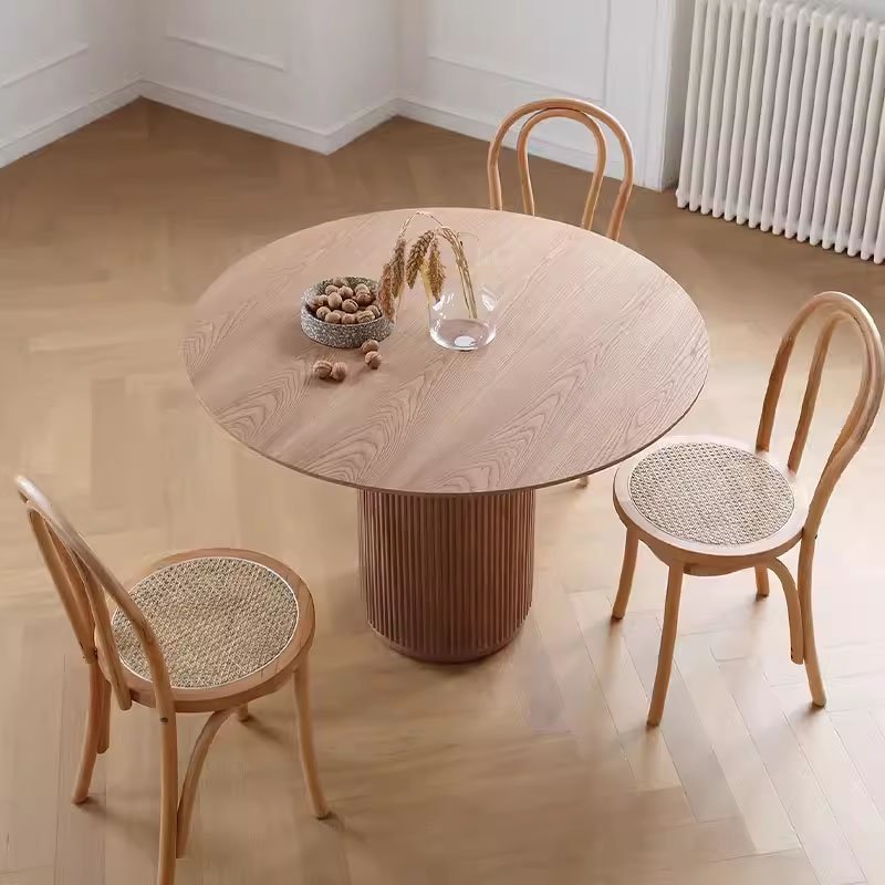 creative personality round coffee table Nordic luxury hotel restaurant high quality natural solid wood dining table