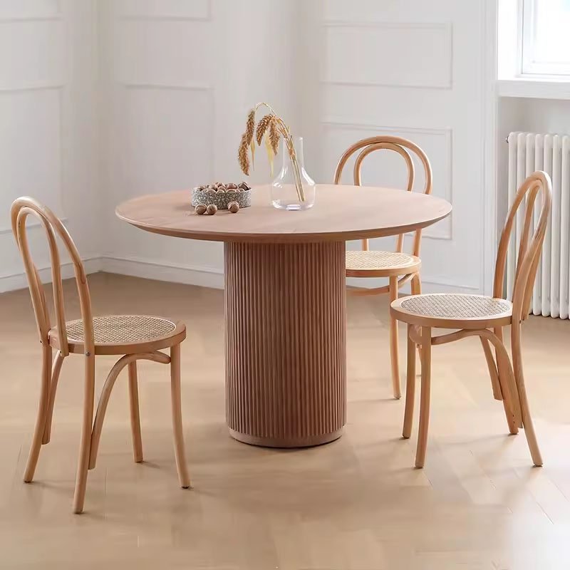 creative personality round coffee table Nordic luxury hotel restaurant high quality natural solid wood dining table