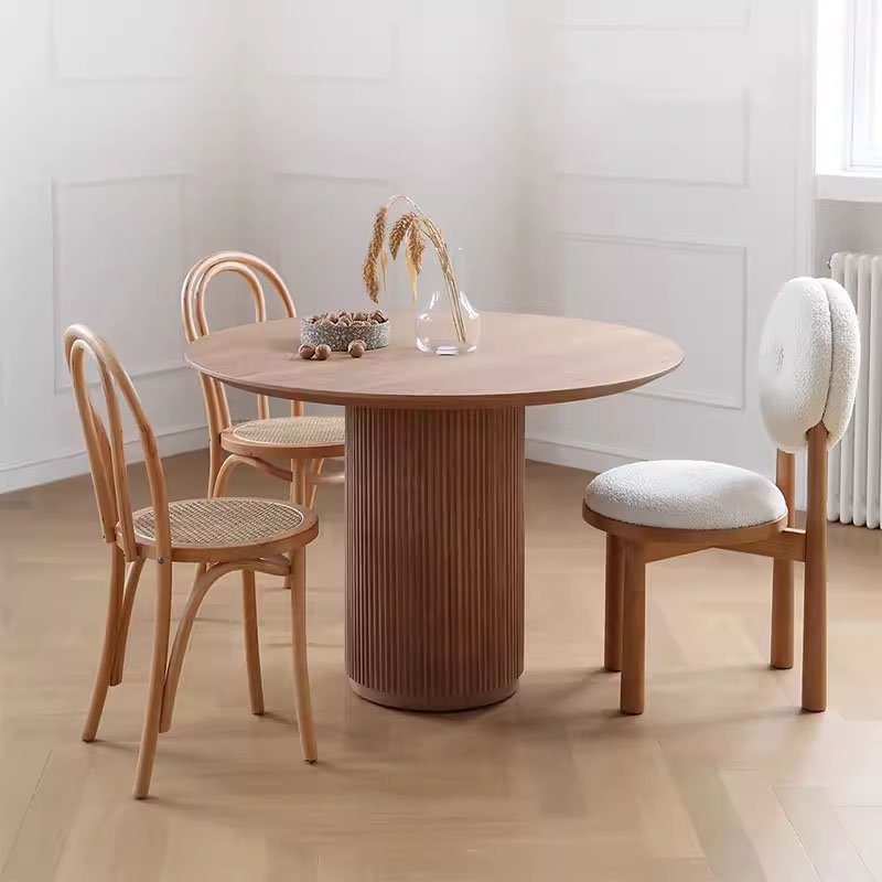 creative personality round coffee table Nordic luxury hotel restaurant high quality natural solid wood dining table
