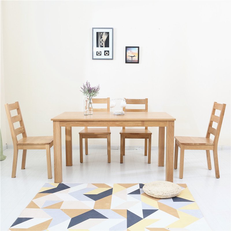 Cheap Factory Price Nordic Style Beautiful Design Minimalist Strong Solid Wood Luxury Chunky Dining Table