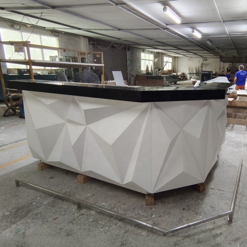 Pub Restaurant Counter Table Design Modern L Shape Club Bar Counter With Sink