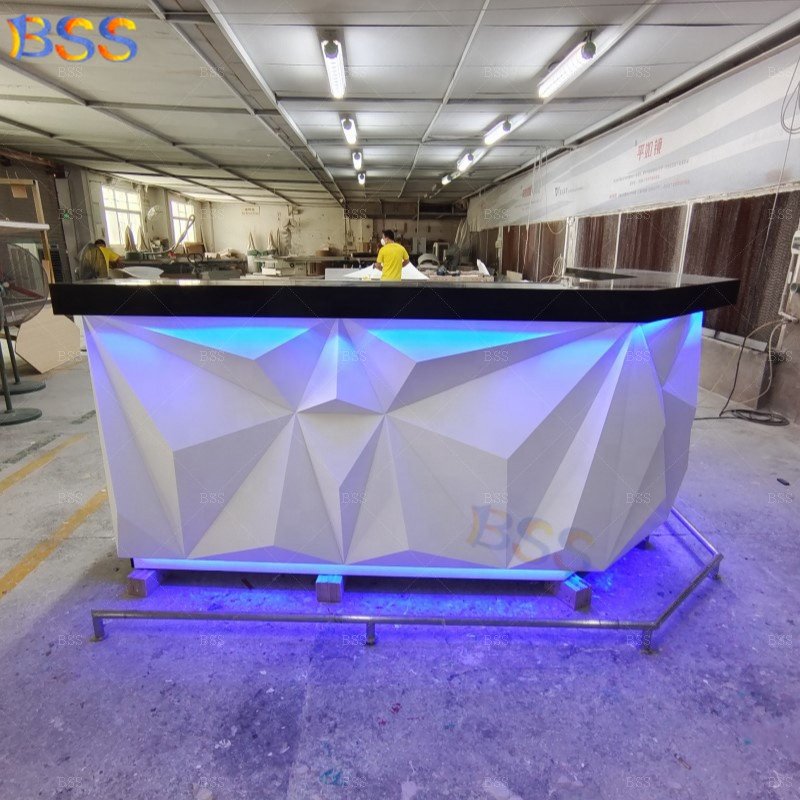 Pub Restaurant Counter Table Design Modern L Shape Club Bar Counter With Sink