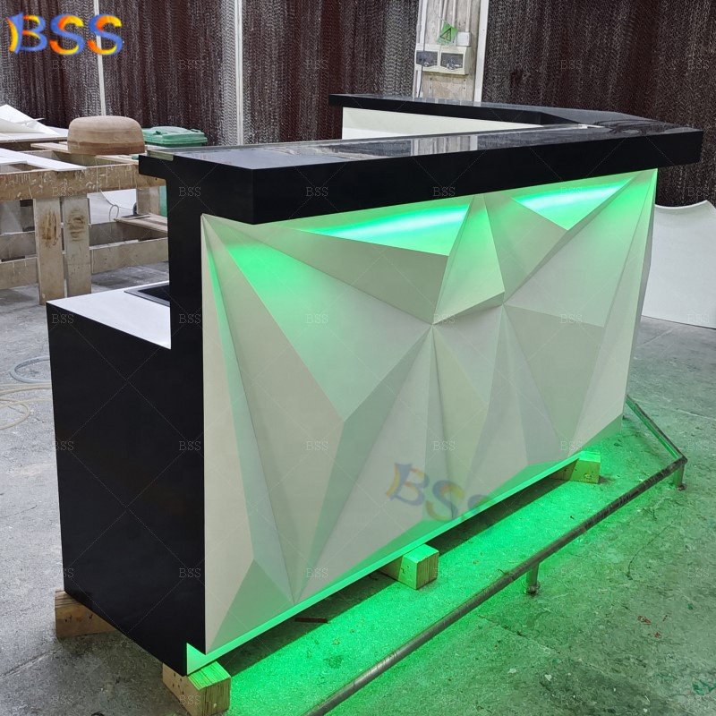 Pub Restaurant Counter Table Design Modern L Shape Club Bar Counter With Sink