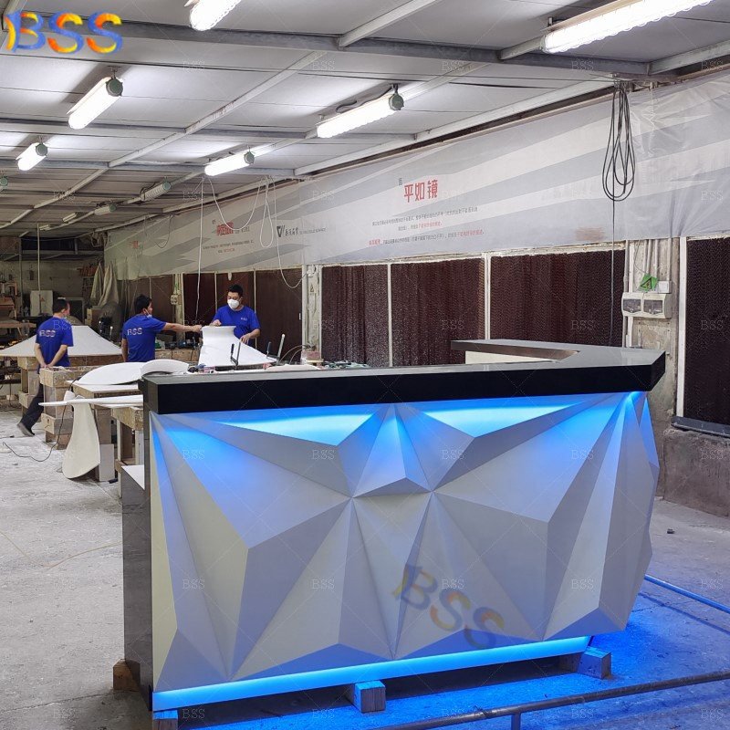 Pub Restaurant Counter Table Design Modern L Shape Club Bar Counter With Sink