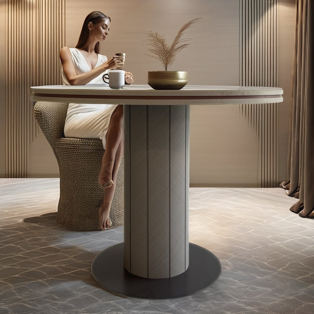 Custom-Made Modern Multi-Functional round MDF Wooden Dining Table Elegant Living Room Furniture for Home Kitchen Hotels Villas