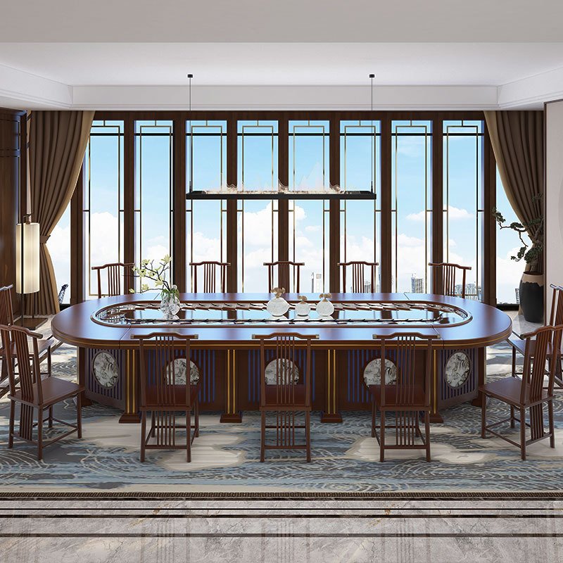 Hotel Electric Dining Table New Chinese-Style Oval Rectangular Box Room Conveyor