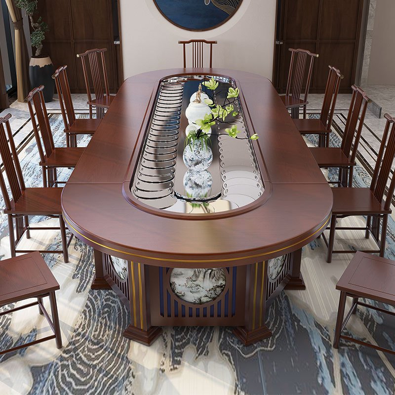 Hotel Electric Dining Table New Chinese-Style Oval Rectangular Box Room Conveyor