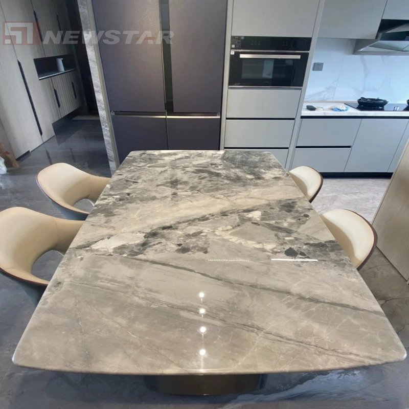 Modern Italian Luxury Dining Table Restaurant Hotel Calacatta Viola Dining Table for Dining Room Large Size Villa Hotel