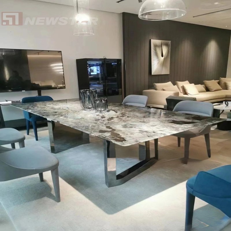 Modern Italian Luxury Dining Table Restaurant Hotel Calacatta Viola Dining Table for Dining Room Large Size Villa Hotel