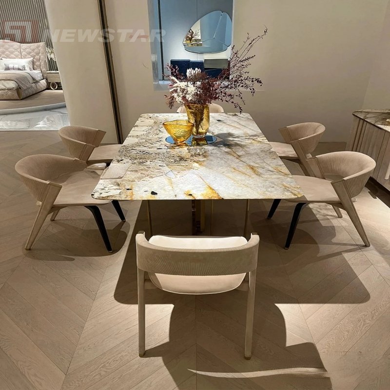 Modern Italian Luxury Dining Table Restaurant Hotel Calacatta Viola Dining Table for Dining Room Large Size Villa Hotel