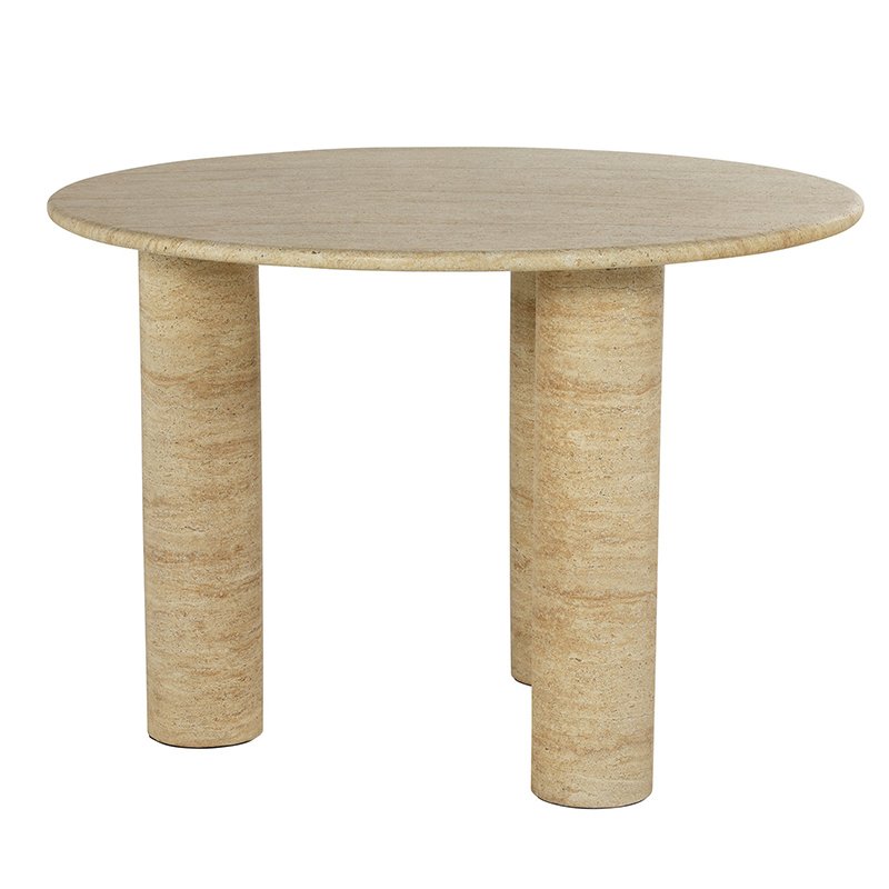 Factory Professional Customization Villa Living Room Furniture Large Round Table Vintage Beige Dark Patterned Dining Table