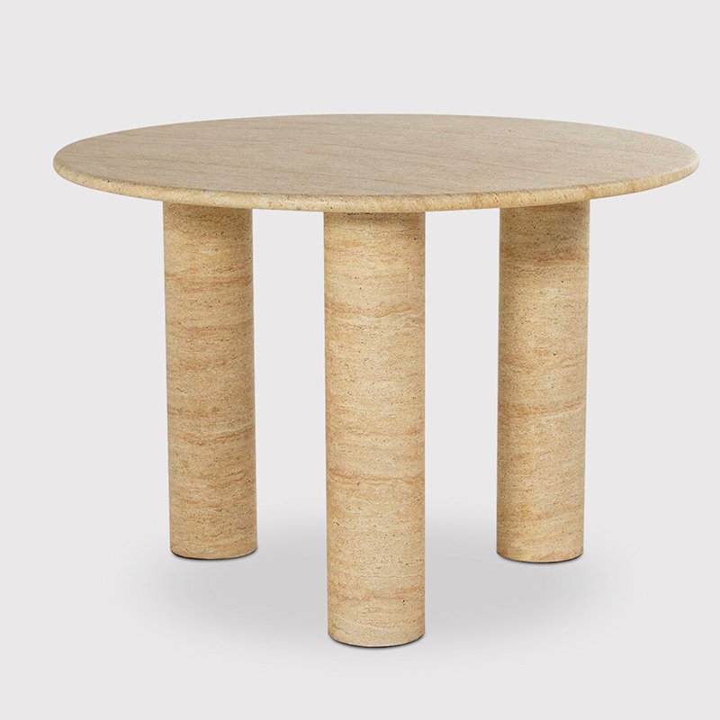 Factory Professional Customization Villa Living Room Furniture Large Round Table Vintage Beige Dark Patterned Dining Table