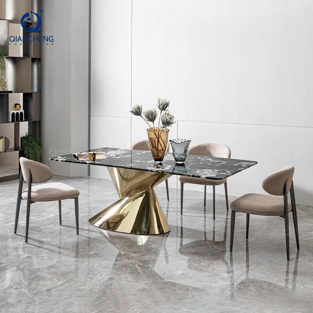 Luxury Marble dining table design Golden Color Modern dining table