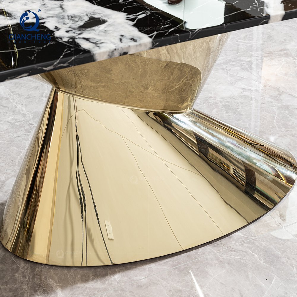 Luxury Marble dining table design Golden Color Modern dining table