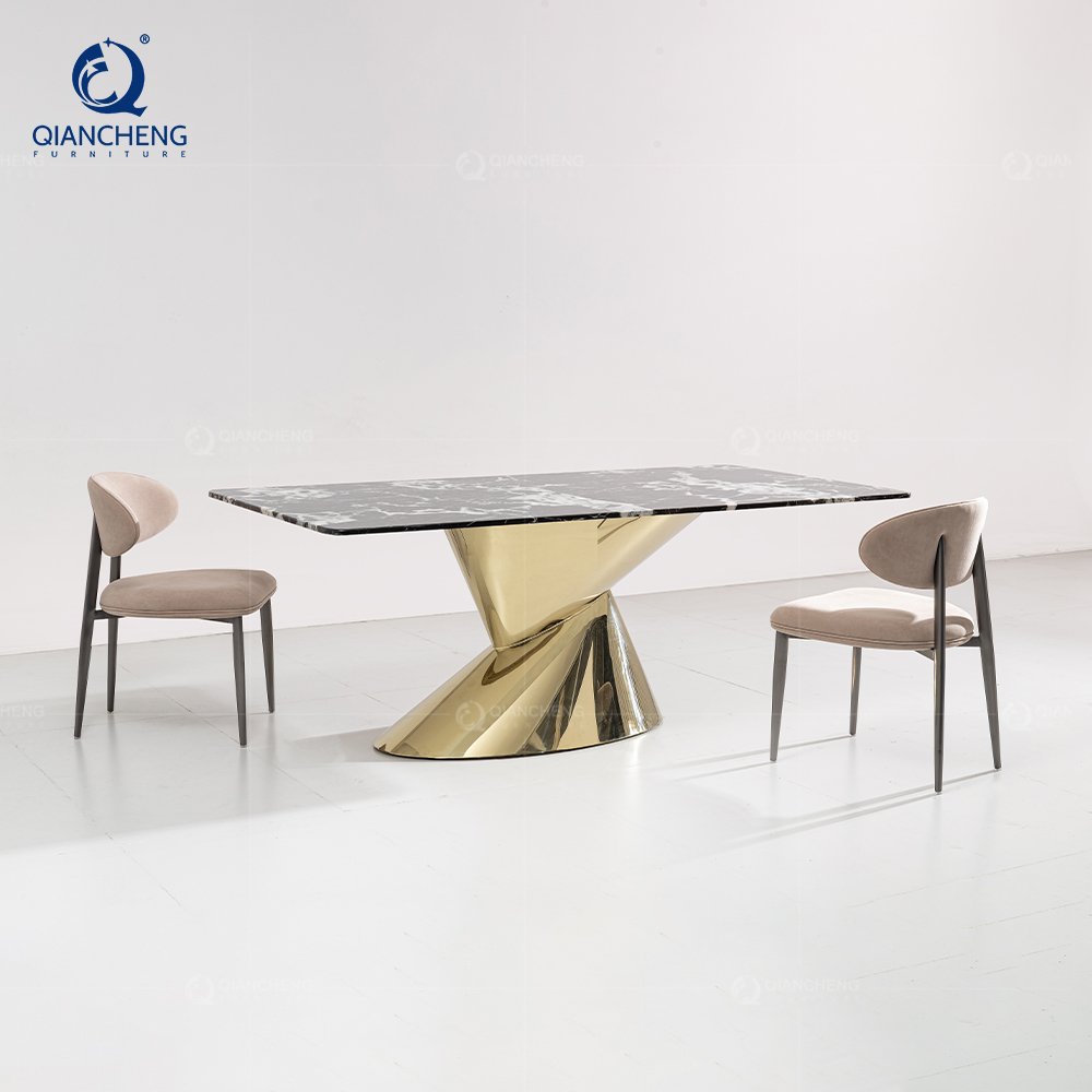 Luxury Marble dining table design Golden Color Modern dining table