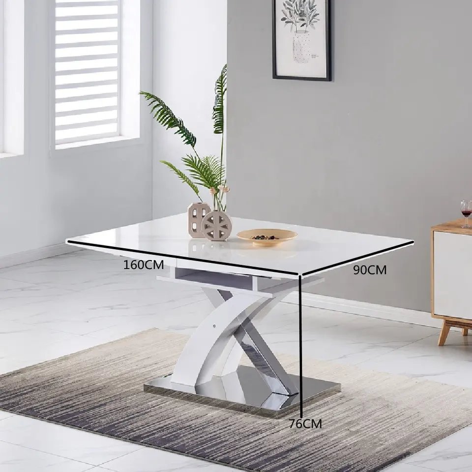 Popular Sale Modern Italian Design X Shape Base Extension High Gloss MDF Table for Dining Room