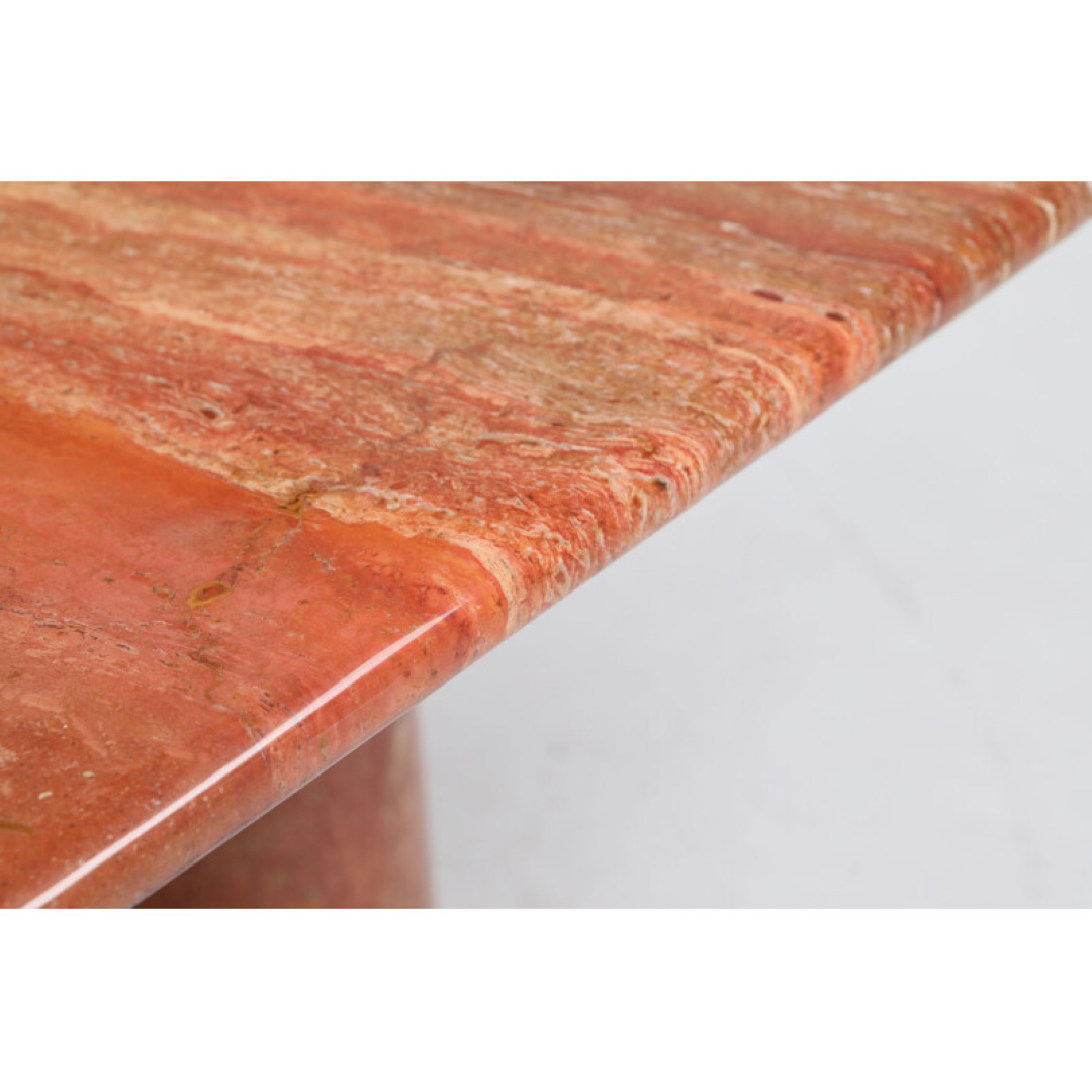 New Design Luxury Polished Stone Furniture Vintage Red Travertine Dining Table
