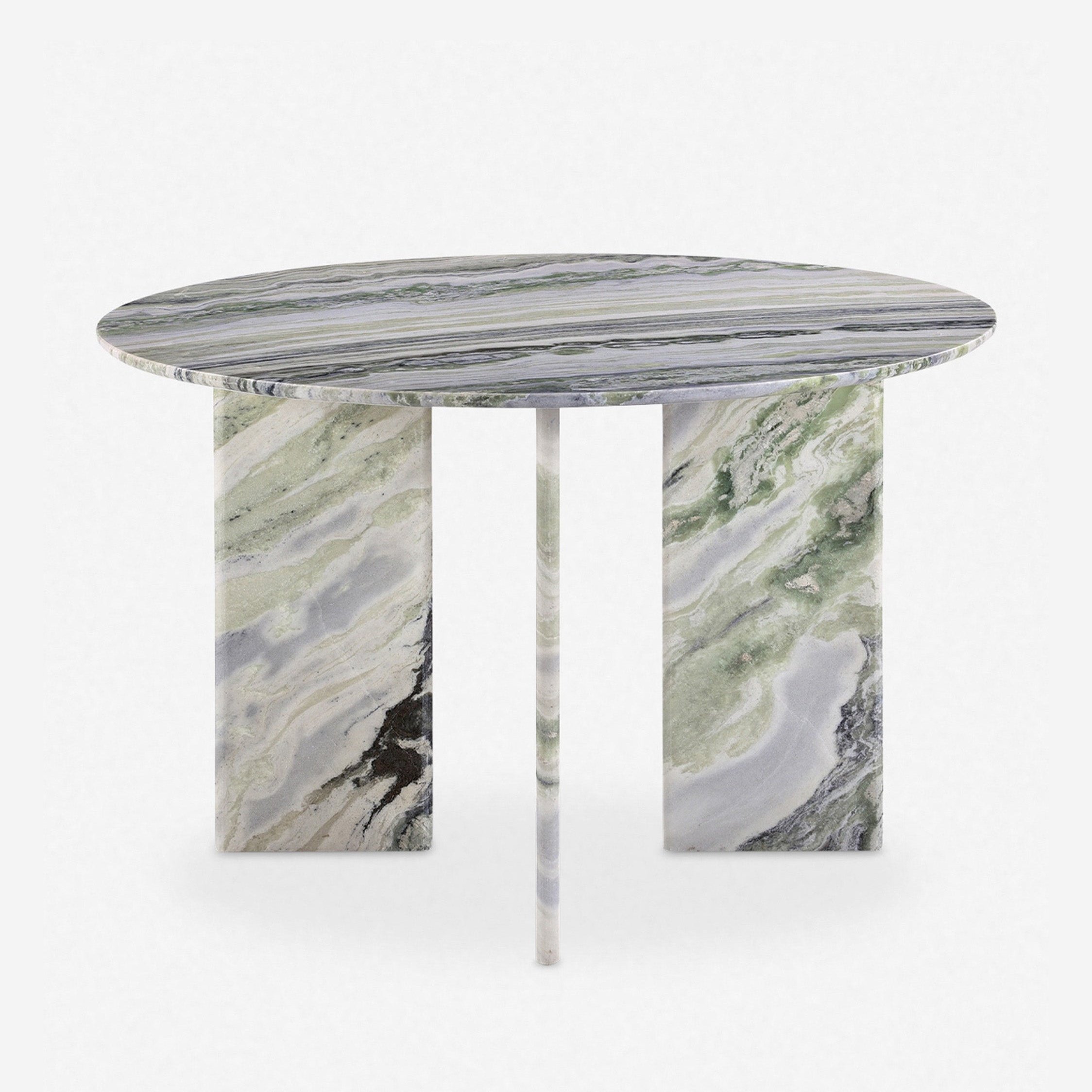 SHIHUI Customized High Quality Luxury Modern Green Onyx Marble Round Dining Table Angled Legs for Apartment Home Office Villa