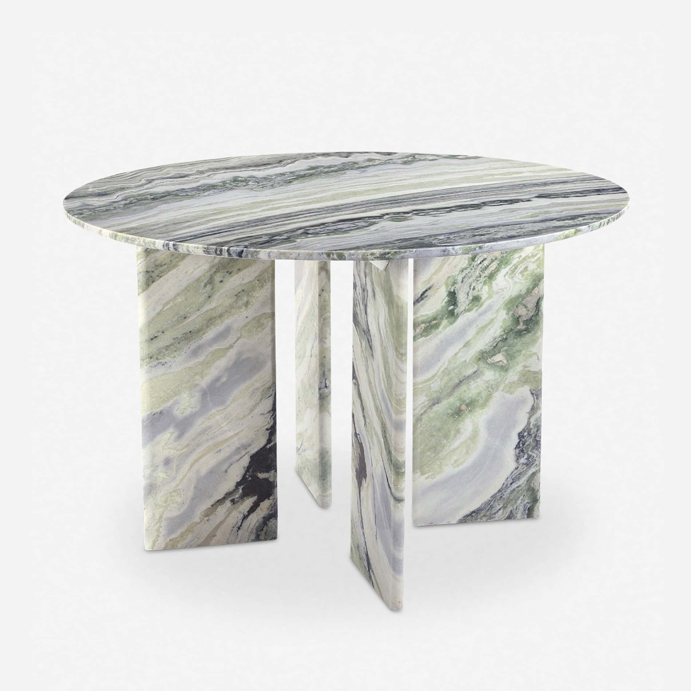 SHIHUI Customized High Quality Luxury Modern Green Onyx Marble Round Dining Table Angled Legs for Apartment Home Office Villa