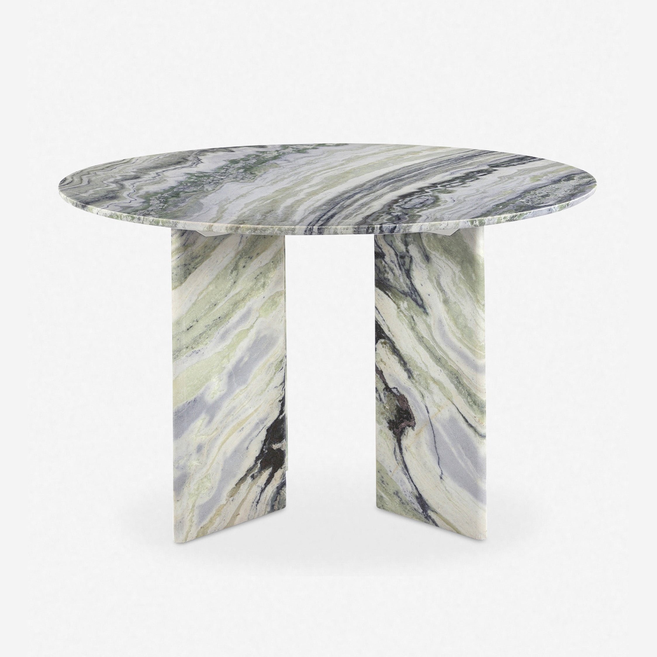 SHIHUI Customized High Quality Luxury Modern Green Onyx Marble Round Dining Table Angled Legs for Apartment Home Office Villa