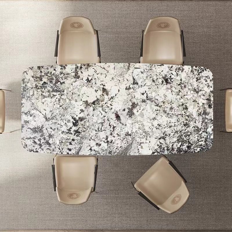 Italian Minimalist Marble Dining Table Simple Modern Rectangular High-end Designer Light Slate Luxury Stone Table And Chair