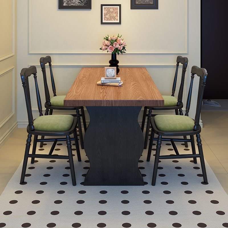 Retro Style Dining Room Table Rectangular Solid Wood Dining Table And Chair Set Wooden Ash Restaurant Table For Home Hotel