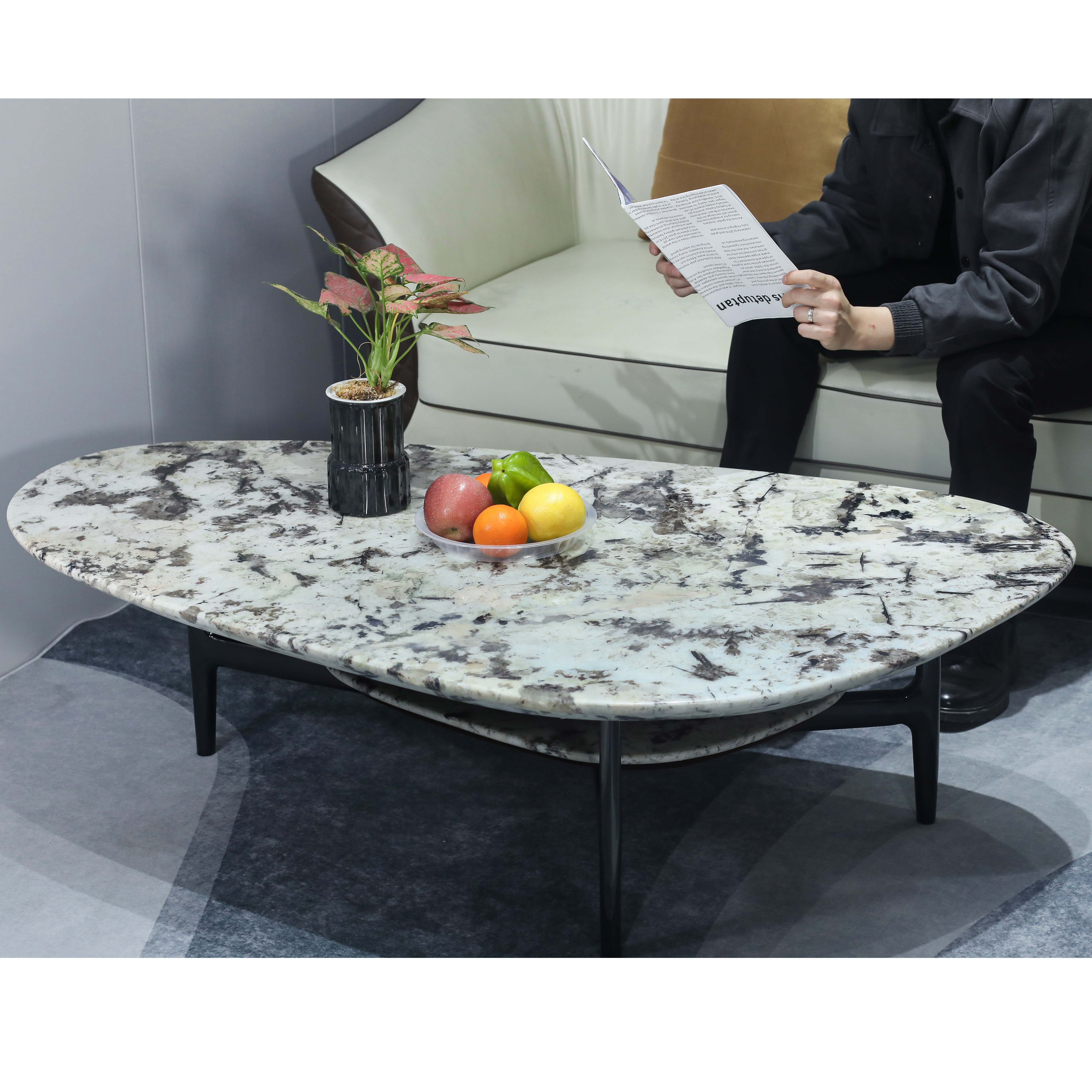 Modern Round Tea Table White brown + silver Stainless Steel Hotel Coffee Table End Table With marble Top