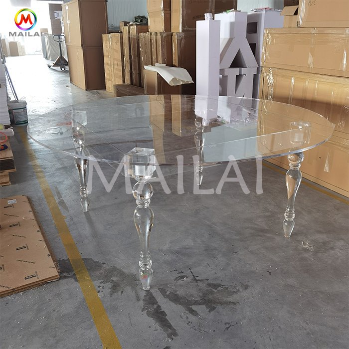 Bride and Groom Wedding Acrylic Tables Round Dining Table Clear Transparent Acrylic Wedding Table