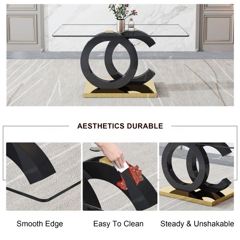 Glass Dining Tables,dining Table Set 6 Seater,equipped with 0.39 "tempered Glass Home Furniture Modern Dining Chairs 2pcs