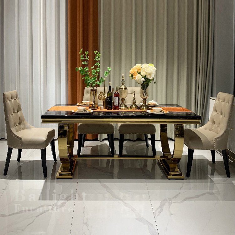 Bailight furniture dining room design gold metal frame MDF top wedding event table