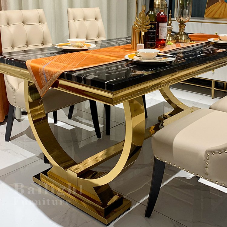 Bailight furniture dining room design gold metal frame MDF top wedding event table