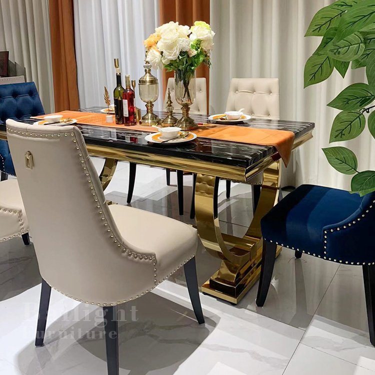 Bailight furniture dining room design gold metal frame MDF top wedding event table